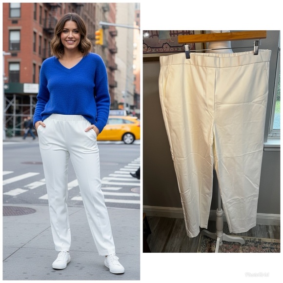St. John Extra Large Elastic Waist White Pants New With Tag NWT - Picture 1 of 12